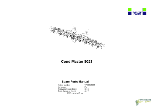 Deutz-Fahr CondiMaster 9021 Tedder 2010 Parts Manual Catalog Pdf Download