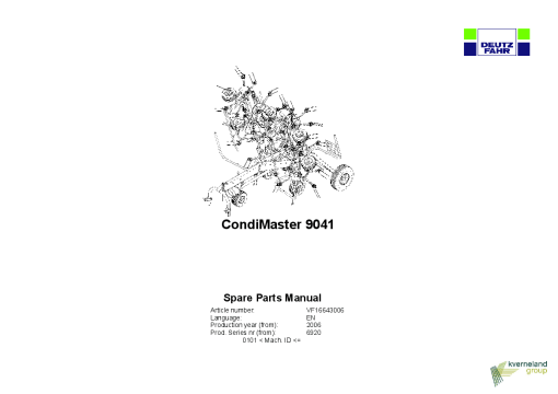 Deutz-Fahr CondiMaster 9041 Tedder 2006 Parts Manual Catalog Pdf Download