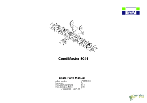 Deutz-Fahr CondiMaster 9041 Tedder 2013 Sn 6920 Parts Manual Catalog Pdf Download