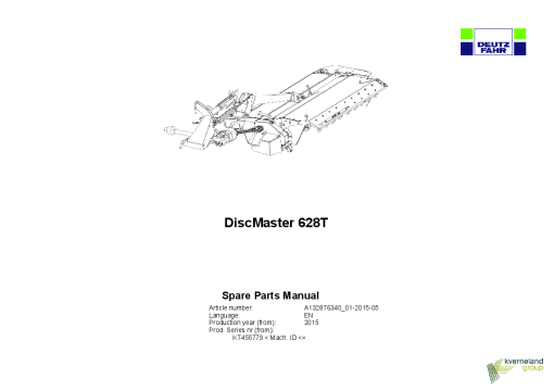 Deutz-Fahr DiscMaster 628T FARMER Mower 2015 Parts Manual Catalog Pdf Download