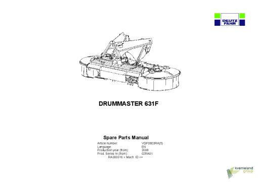 Deutz-Fahr DrumMaster 631F 2009_02RA01 Parts Manual Catalog Pdf Download