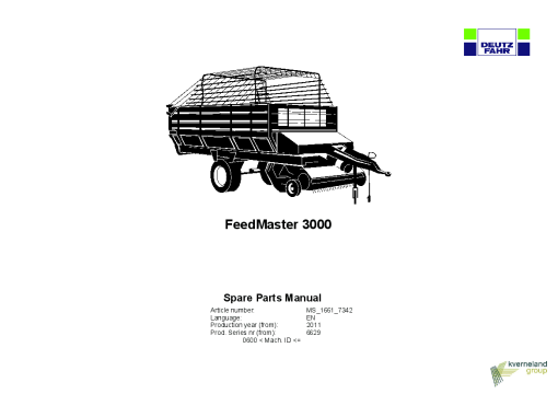 Deutz-Fahr FeedMaster 3000 EN Parts Manual Catalog Pdf Download