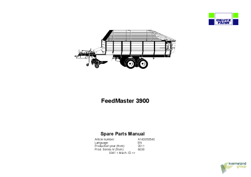 Deutz-Fahr FeedMaster 3900 Parts Manual Catalog Pdf Download