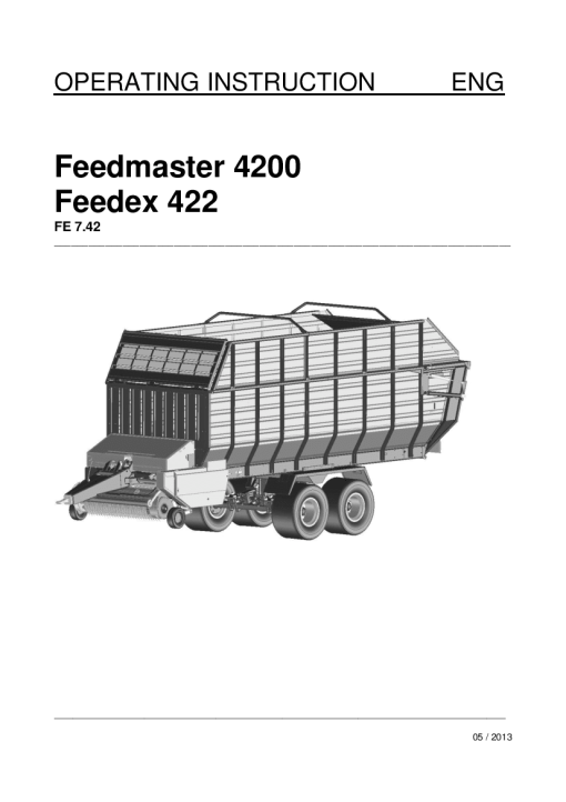 Deutz-Fahr Feedmaster 4200 Feedex 422 -2013 Operation Maintenance Manual PDF download