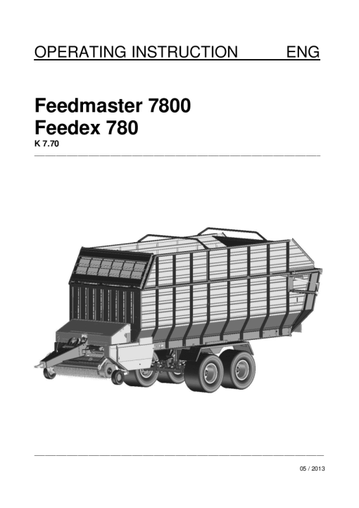 Deutz-Fahr Feedmaster 7800 Feedex 780 Operation Maintenance Manual PDF download
