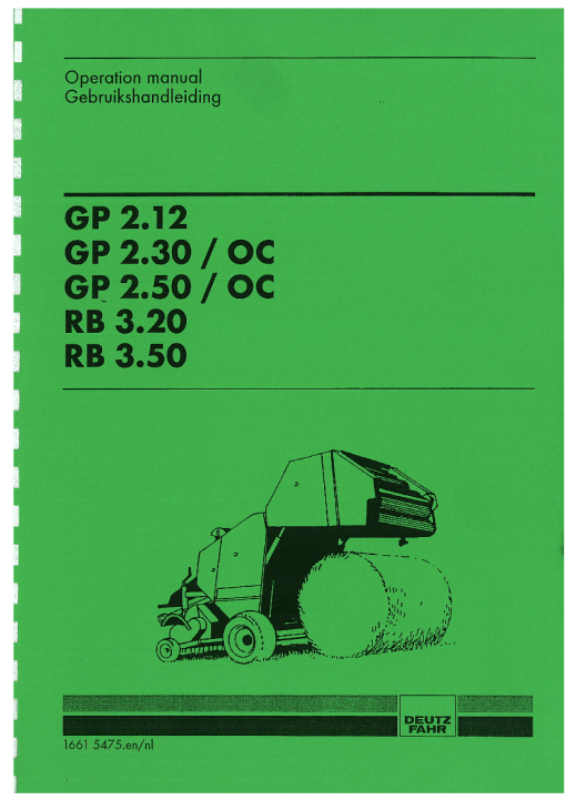 Deutz-Fahr GP 2.12 2.30 2.50 3.20 3.50 -OC Balers Round Fixed chamber 1996 Operation Maintenance Manual PDF download