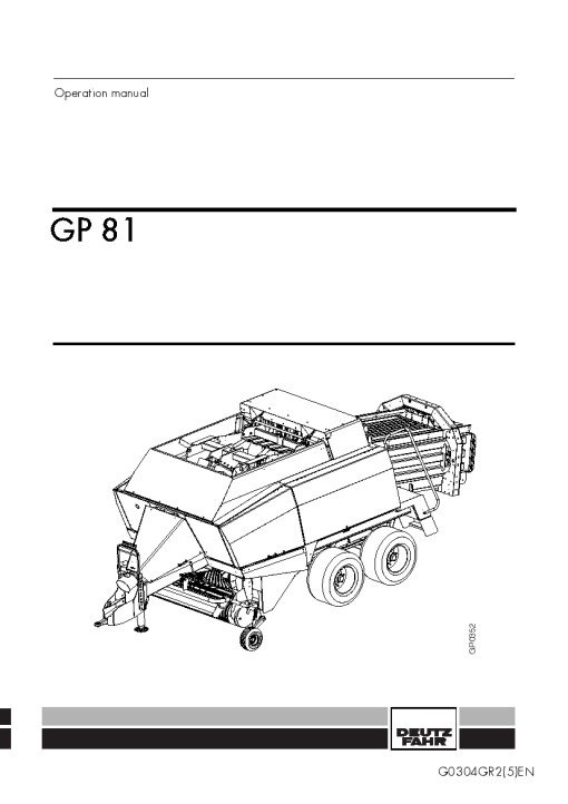 Deutz-Fahr GP 81 Balers Square Big 2003 Operation Maintenance Manual PDF download
