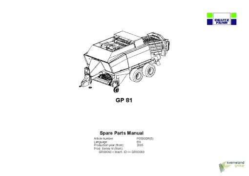 Deutz-Fahr GP 81 Balers Square Big 2005 Parts Manual Catalog Pdf Download