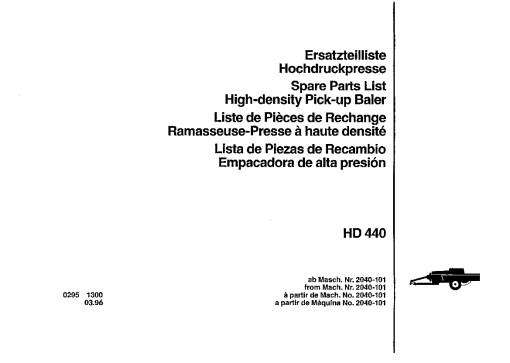 Deutz-Fahr HD 440 Balers Square Big 1982 Parts Manual Catalog Pdf Download