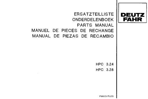 Deutz-Fahr HPC 3.24 3.28 Conditioners Rear mounted 1996 Parts Manual Catalog Pdf Download