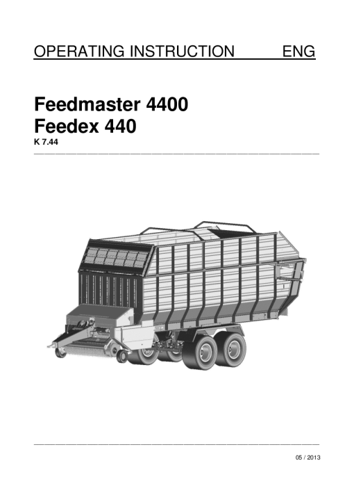 Deutz-Fahr K 7.44 Feedmaster 4400 Feedex 2013 Operation Maintenance Manual PDF download