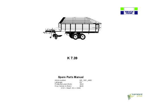 Deutz-Fahr K7.39 Loader wagon Feeder Combs EN Parts Manual Catalog Pdf Download