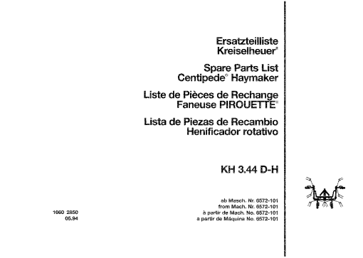 Deutz-Fahr KH 3.44 D-H Tedders 1994 Parts Manual Catalog Pdf Download