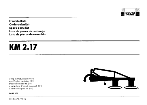Deutz-Fahr KM 2.17 Mower Operation Maintenance Manual PDF download