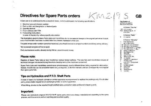 Deutz-Fahr KM 2.19 S Mower Parts Manual Catalog Pdf Download