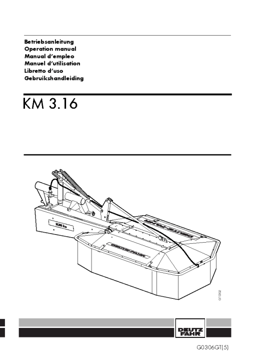 Deutz-Fahr KM 3.16 Mower 2003_35GT01 Operation Maintenance Manual PDF download