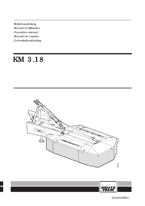 Deutz-Fahr KM 3.18 Mower 1994_21ST01 Operation Maintenance Manual PDF download