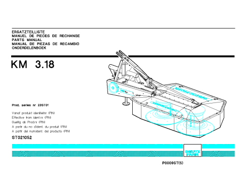 Deutz-Fahr KM 3.18 Mower 2002_23ST01 Parts Manual Catalog Pdf Download