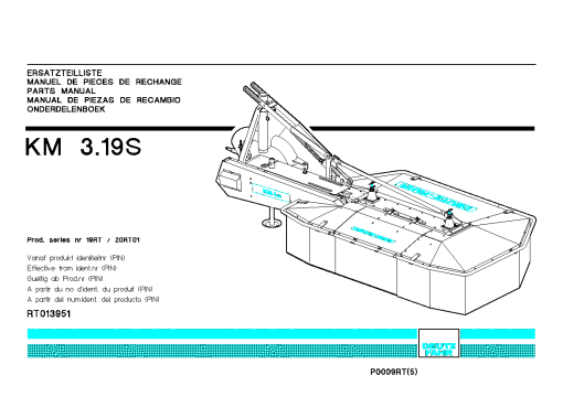 Deutz-Fahr KM 3.19S Mower 2001_20RT01 Parts Manual Catalog Pdf Download