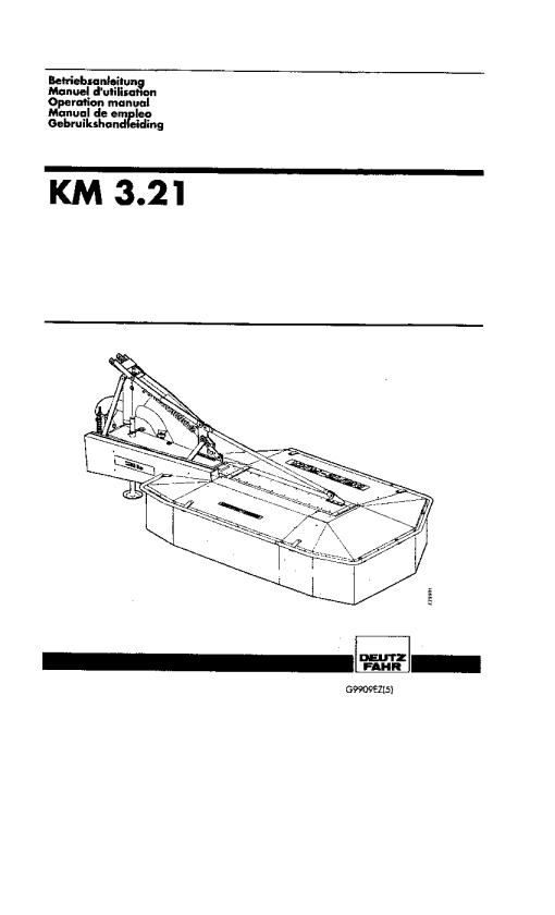 Deutz-Fahr KM 3.21 Mower 1999-G9909EZ(5) Operation Maintenance Manual PDF download
