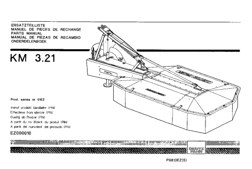 Deutz-Fahr KM 3.21 Mower 1999 Parts Manual Catalog Pdf Download