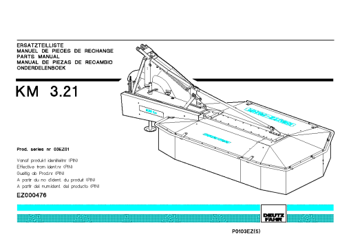 Deutz-Fahr KM 3.21 Mower 2001_03EZ01 Parts Manual Catalog Pdf Download