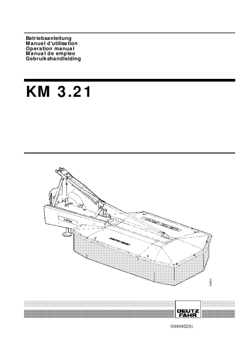 Deutz-Fahr KM 3.21 Mower 2001_04EZ01 Operation Maintenance Manual PDF download