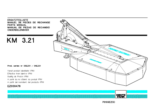 Deutz-Fahr KM 3.21 Mower 2001_04EZ01 Parts Manual Catalog Pdf Download