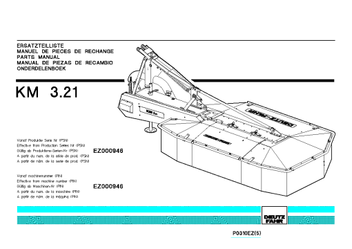 Deutz-Fahr KM 3.21 Mower 2003_06EZ01 Parts Manual Catalog Pdf Download