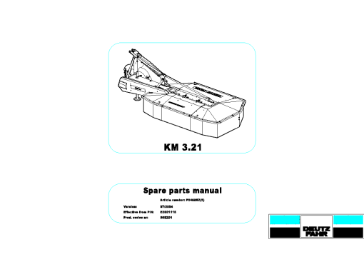 Deutz-Fahr KM 3.21 Mower 2004_08EZ01 Parts Manual Catalog Pdf Download