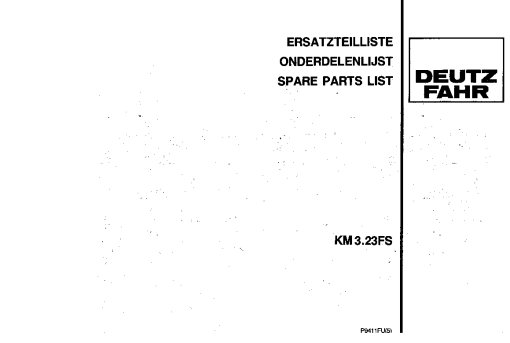 Deutz-Fahr KM 3.23FS Mower 1993 Parts Manual Catalog Pdf Download