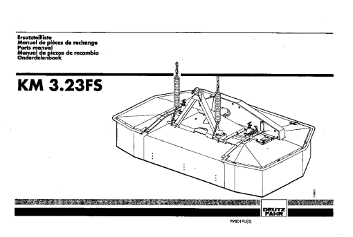 Deutz-Fahr KM 3.23FS Mower 1998 P9801FU(5) Parts Manual Catalog Pdf Download