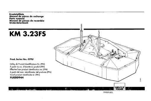 Deutz-Fahr KM 3.23FS Mower 1999 Parts Manual Catalog Pdf Download
