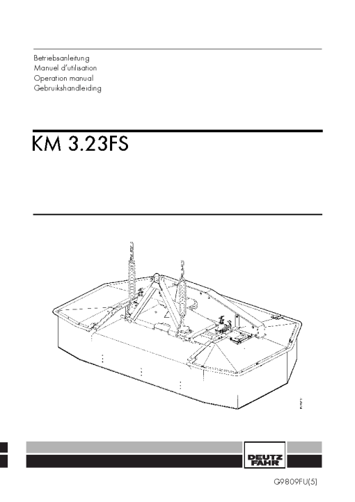 Deutz-Fahr KM 3.23FS Mower 2004 Operation Maintenance Manual PDF download