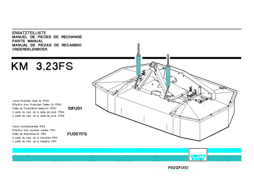 Deutz-Fahr KM 3.23FS Mower 2004 Parts Manual Catalog Pdf Download