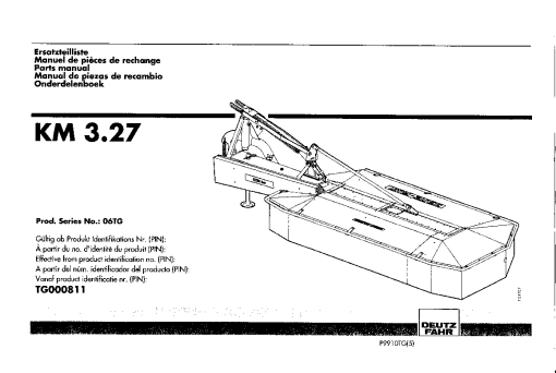 Deutz-Fahr KM 3.27 Mower 1999-P9910TG(5) Parts Manual Catalog Pdf Download