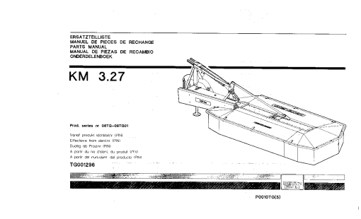 Deutz-Fahr KM 3.27 Mower 2001-P0010TG(5) Parts Manual Catalog Pdf Download