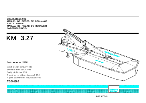 Deutz-Fahr KM 3.27 Mower 2001_11TG01 Parts Manual Catalog Pdf Download