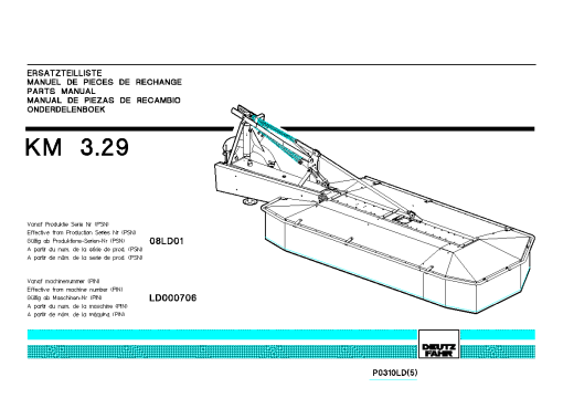 Deutz-Fahr KM 3.29 Mower 2003_08LD01 Parts Manual Catalog Pdf Download