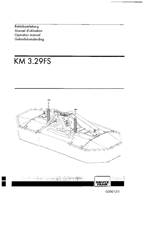 Deutz-Fahr KM 3.29FS Mower 2000 Operation Maintenance Manual PDF download