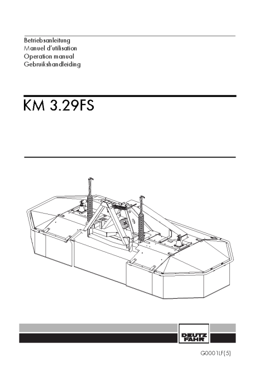 Deutz-Fahr KM 3.29FS Mower 2003_08LF01 Operation Maintenance Manual PDF download