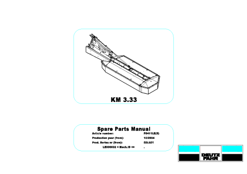 Deutz-Fahr KM 3.33 Mower 2004_02LE01 Parts Manual Catalog Pdf Download