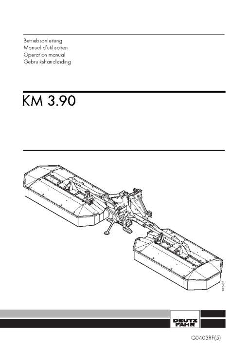 Deutz-Fahr KM 3.90 Mower 2006_05RF01 Operation Maintenance Manual PDF download