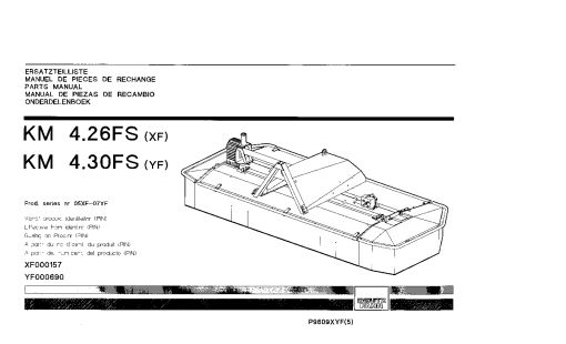 Deutz-Fahr KM 4.26FS -XF 4.30FS -YF Mower 1997 Parts Manual Catalog Pdf Download