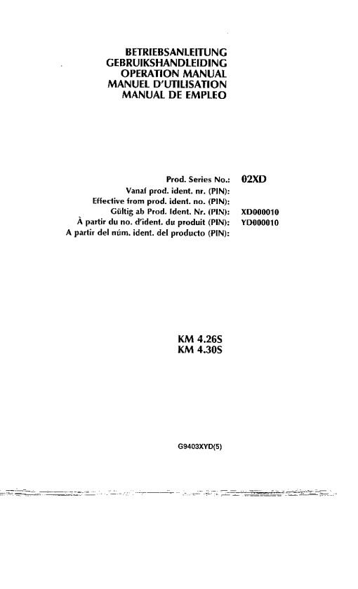 Deutz-Fahr KM 4.26S 4.30S Mower 1994 Operation Maintenance Manual PDF download