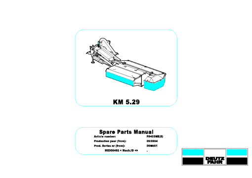 Deutz-Fahr KM 5.29 Mower 2004_09ME01 Parts Manual Catalog Pdf Download