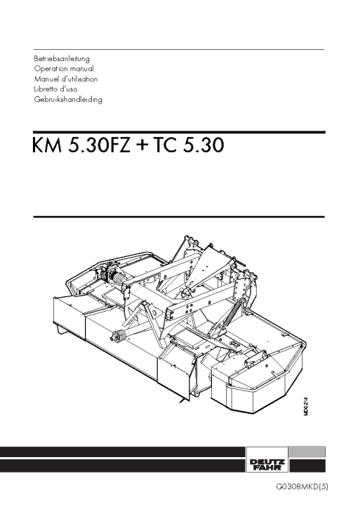 Deutz-Fahr KM 5.30FZ TC 5.30 Mower 2003- 03MKD01 Operation Maintenance Manual PDF download