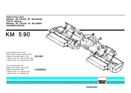 Deutz-Fahr KM 5.90 Mower 2003_03LG01 Operation Maintenance Manual PDF download