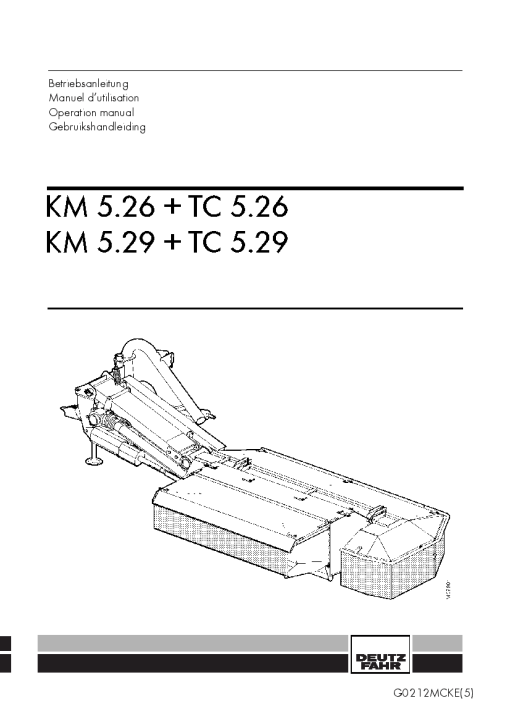 Deutz-Fahr KM -TC 5.26 5.29 Mower 2002_05MKE01 Operation Maintenance Manual PDF download