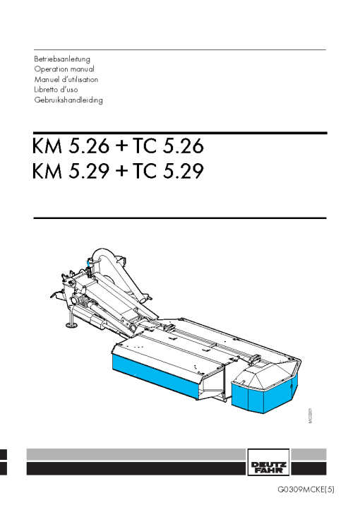 Deutz-Fahr KM -TC 5.26 5.29 Mower 2004_08MKE01 Operation Maintenance Manual PDF download
